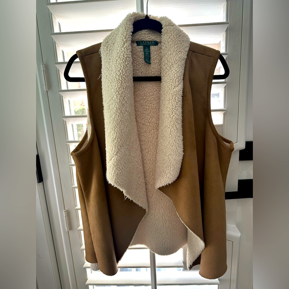 Ralph Lauren Faux Shearling & Suede Vest in brown Size XL